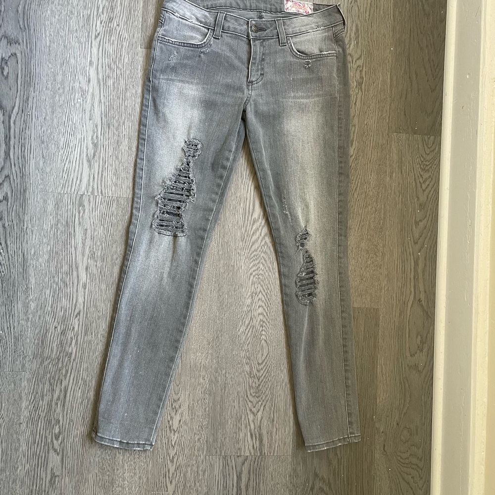 SIWY Grey Skinny Paisley Detail Size 28